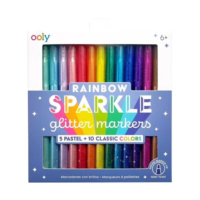 Ooly - Rainbow Sparkle Glitter Markers - Set of 15