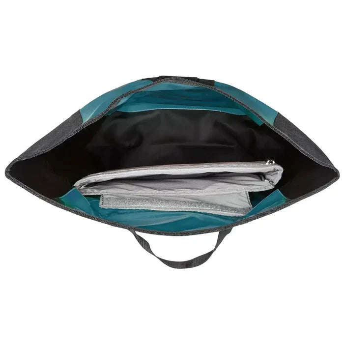 Interior view of Ortlieb Velocity 23L Dry Backpack showing spacious main compartment with padded laptop sleeve and zippered pocket.  from  John Bull Clothing