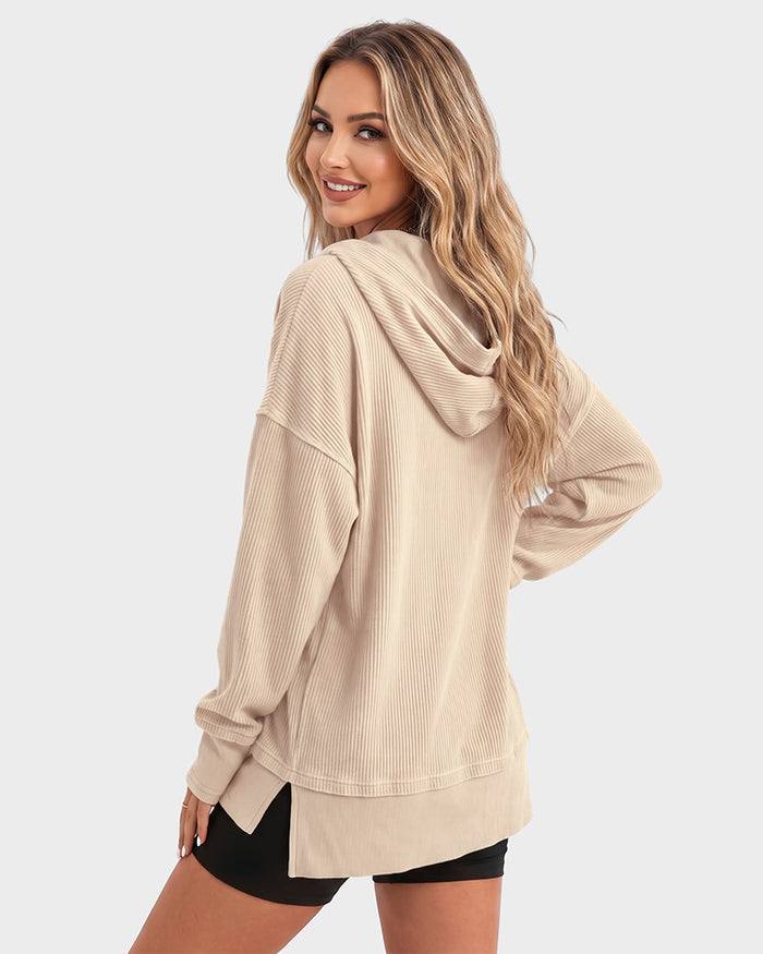 Oversized Collared Ribbed Sweatshirt