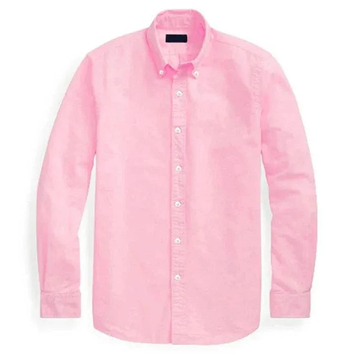 Oxford business casual long sleeve cotton shirt - AntoniosClothing - Pink blue