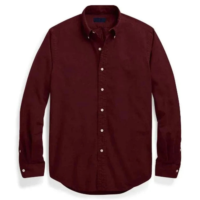 Oxford business casual long sleeve cotton shirt - AntoniosClothing - Burgundy