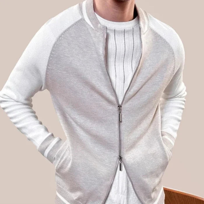 Oxford dual zipper jacket - AntoniosClothing - Apricot Only Sweater