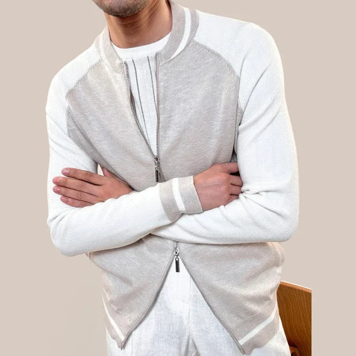 Oxford dual zipper jacket - AntoniosClothing - Apricot Only Sweater