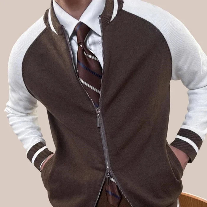 Oxford dual zipper jacket - AntoniosClothing - Apricot Only Sweater