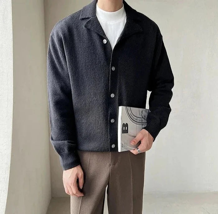 Oxford fall cardigan - AntoniosClothing - Black