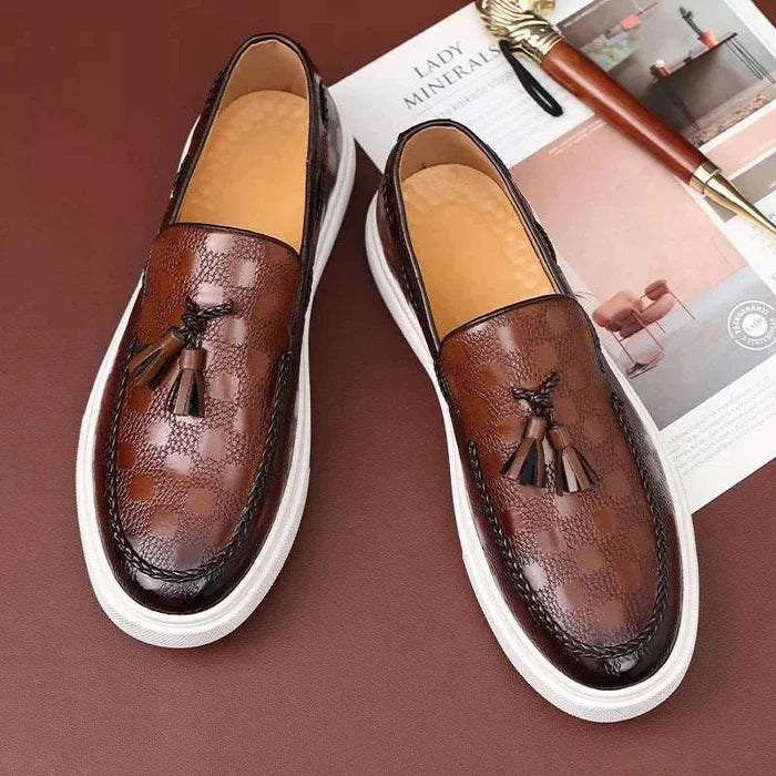 OXFORD plaid pattern loafers - AntoniosClothing - Black