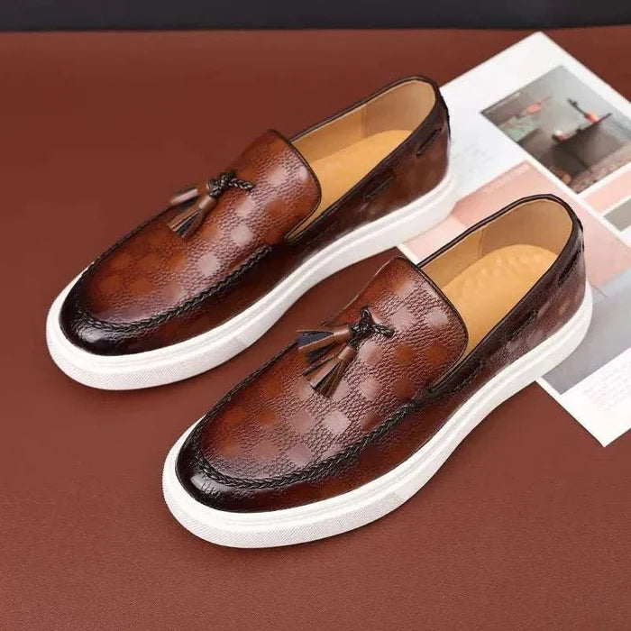 OXFORD plaid pattern loafers - AntoniosClothing - Black