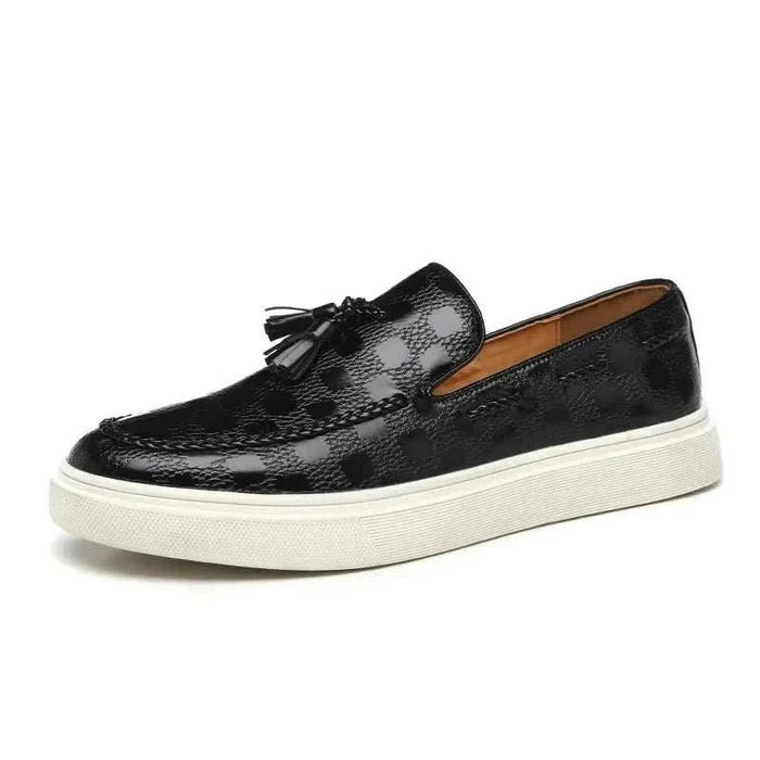 OXFORD plaid pattern loafers - AntoniosClothing - Black