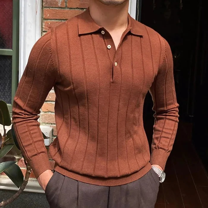 Oxford polo sweater - AntoniosClothing - Brown