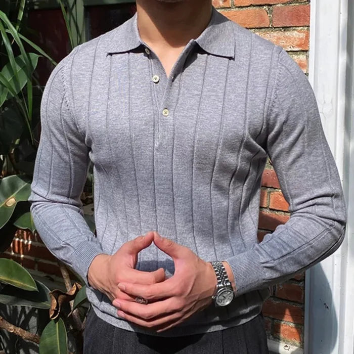 Oxford polo sweater - AntoniosClothing - Gray
