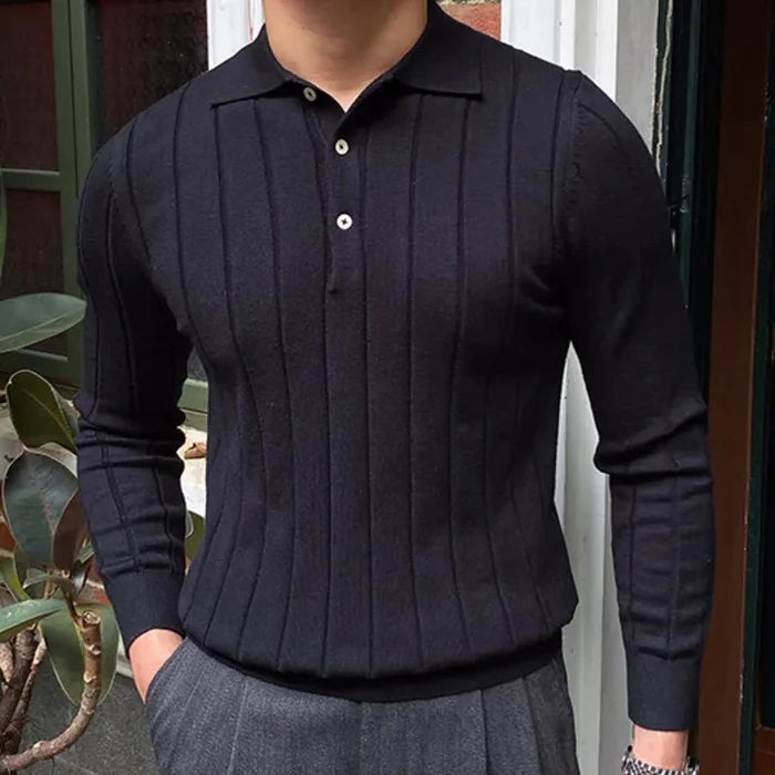 Oxford polo sweater - AntoniosClothing - Black