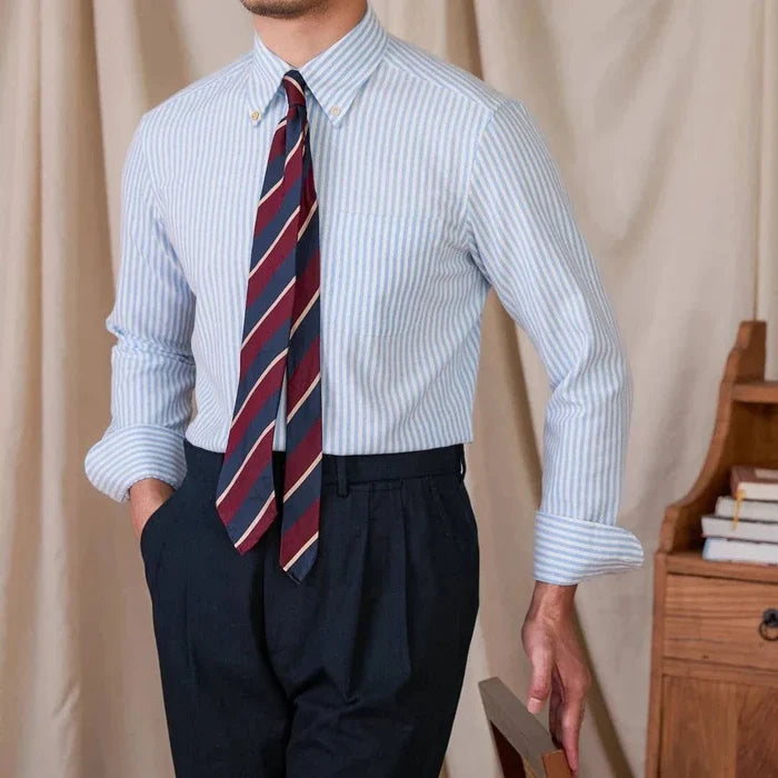 Oxford style casual cotton shirt - AntoniosClothing - Blue