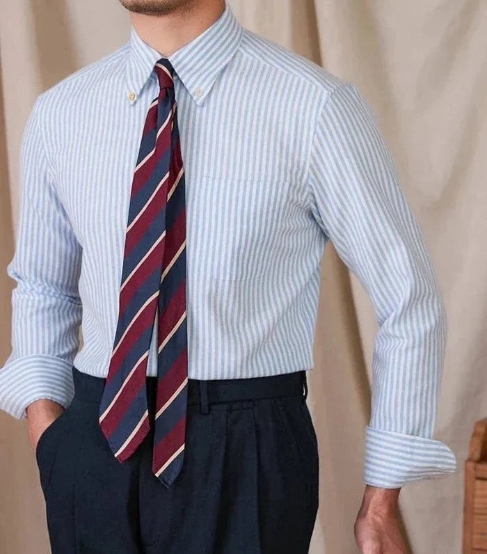 Oxford style casual cotton shirt - AntoniosClothing - Blue