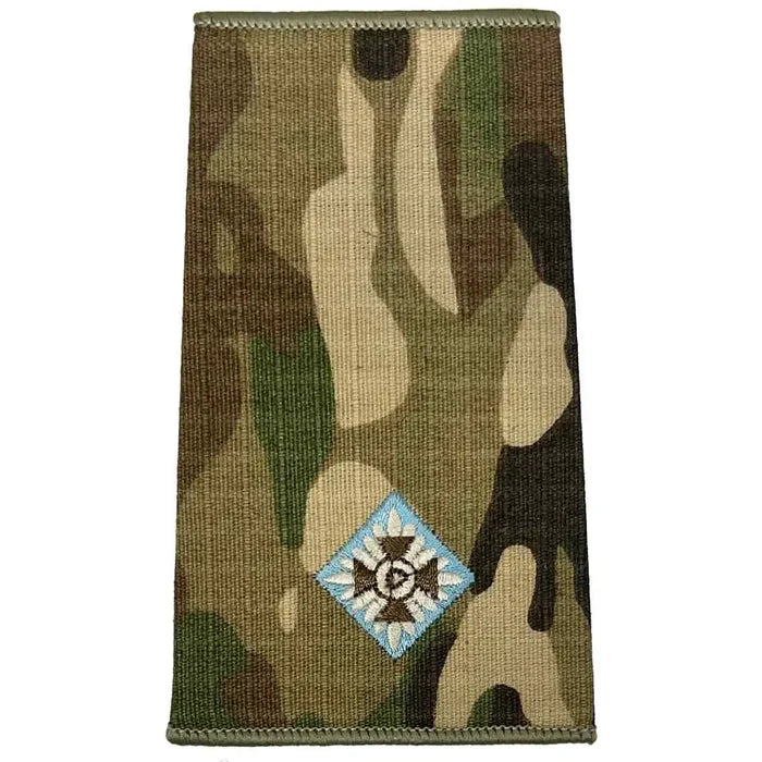 Parachute Regiment Officer Multicam Rank Slide with one pip insignia, stitched in blue and ivory on durable camouflage fabric. 2nd LT from  John Bull Clothing