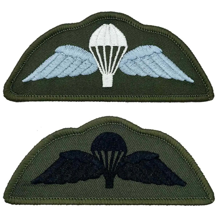 Parachute Regiment Wings Flash - Iron On TRF in light blue and black variants, ideal for military uniforms and tactical apparel.  from  John Bull Clothing