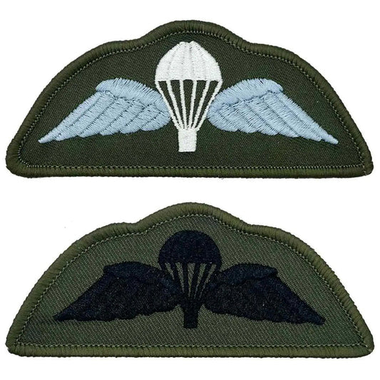 Parachute Regiment Wings Flash - Iron On TRF in light blue and black variants, ideal for military uniforms and tactical apparel.  from  John Bull Clothing