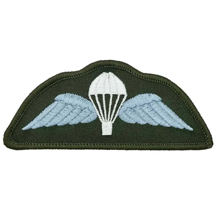 Single light blue Parachute Regiment Wings Flash patch, iron or sew on, regulation TRF for military clothing use. Blue (Coloured) from  John Bull Clothing