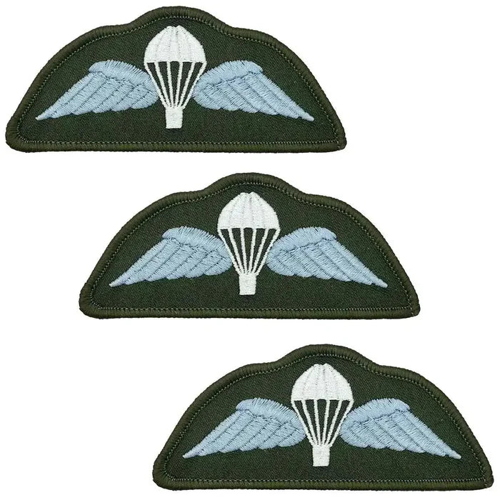 Set of three light blue Parachute Regiment Wings Flash patches, iron or sew on, perfect for uniform replacements or spares. Blue (Coloured) from  John Bull Clothing