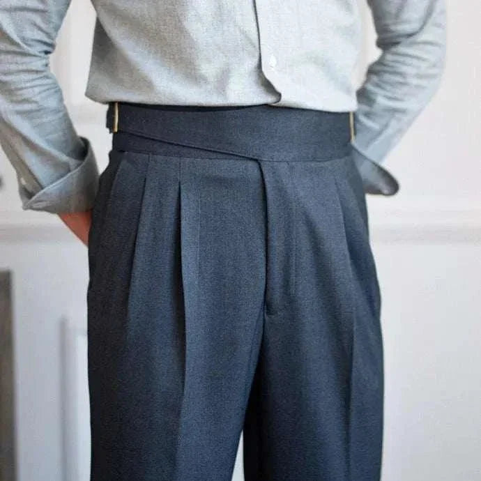 Parisian waist straight trousers - AntoniosClothing - Gray