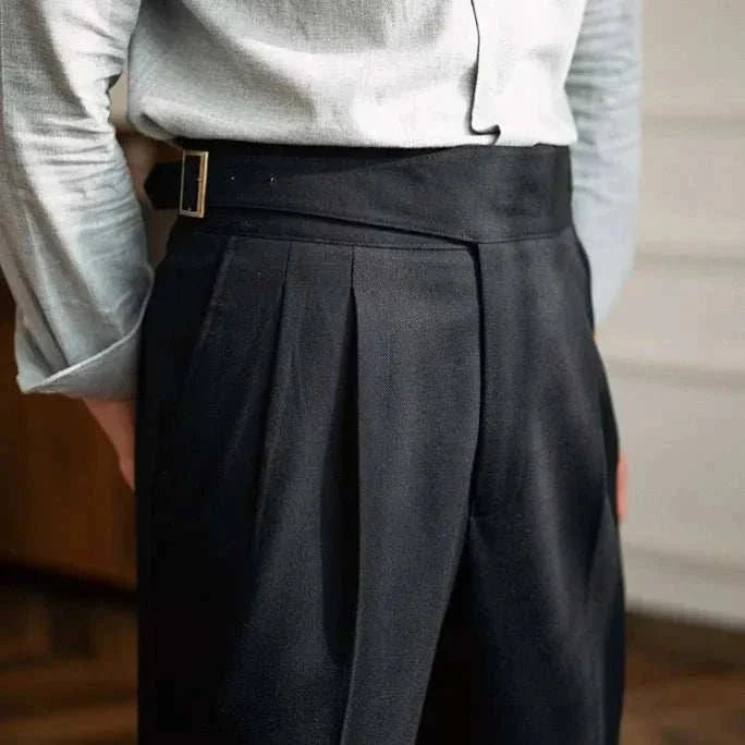 Parisian waist straight trousers - AntoniosClothing - Black