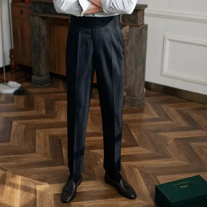 Parisian waist straight trousers - AntoniosClothing - Black