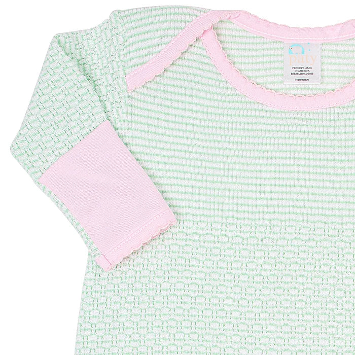 Paty - Lap Shoulder Gown - Mint w/ Pink Trim (W/ BOW)