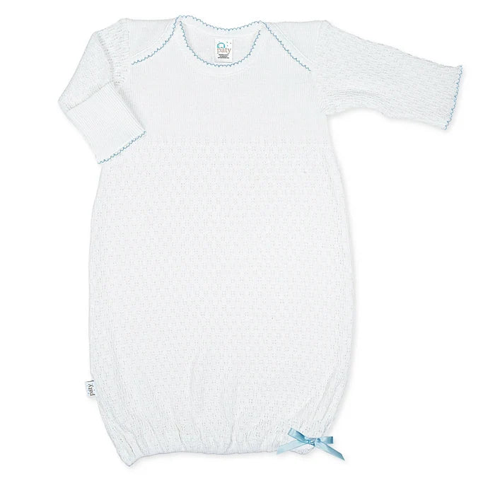 Paty - Lap Shoulder Gown - White with Blue Trim (NO BOW)
