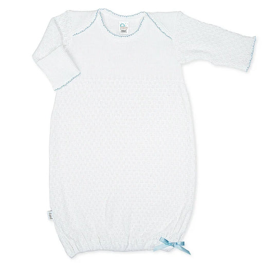 Paty - Lap Shoulder Gown - White with Blue Trim (NO BOW)