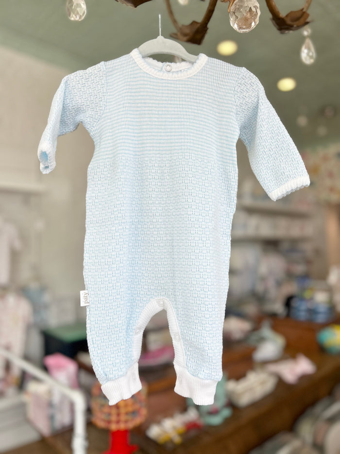 Paty - L/S Playsuit - Blue w/ White Trim