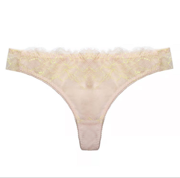 Peach Rose Lace Thong | Baby Pink