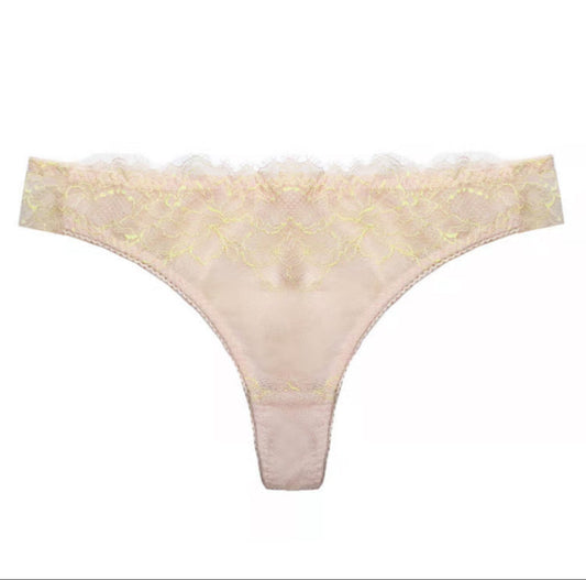 Peach Rose Lace Thong | Baby Pink