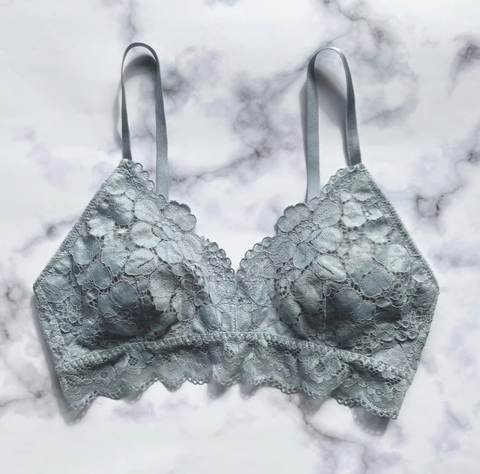 Peony Triangle Bralette | Blue