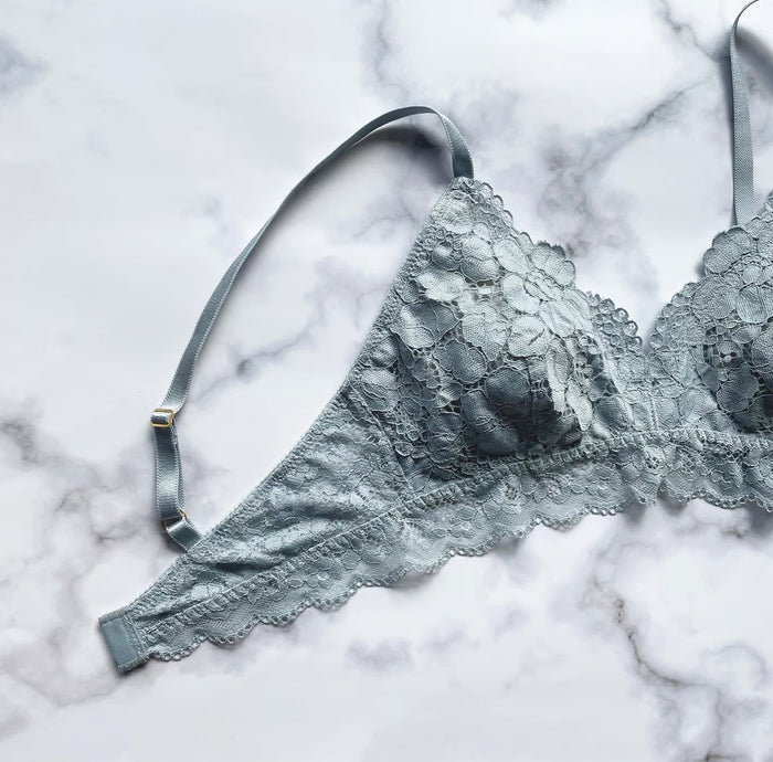 Peony Triangle Bralette | Blue
