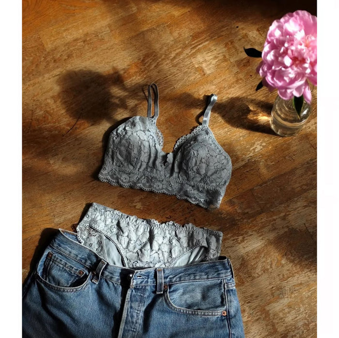 Peony Triangle Bralette | Blue