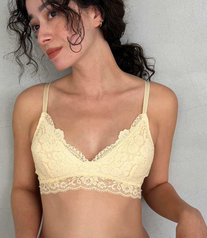 Peony Triangle Bralette | Light Yellow
