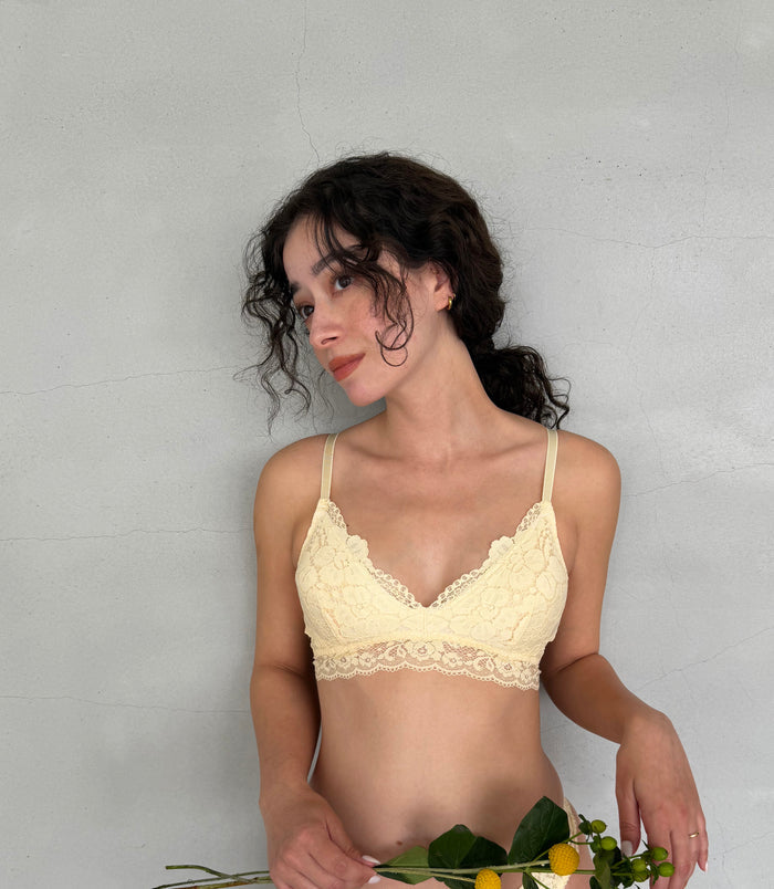 Peony Triangle Bralette | Light Yellow