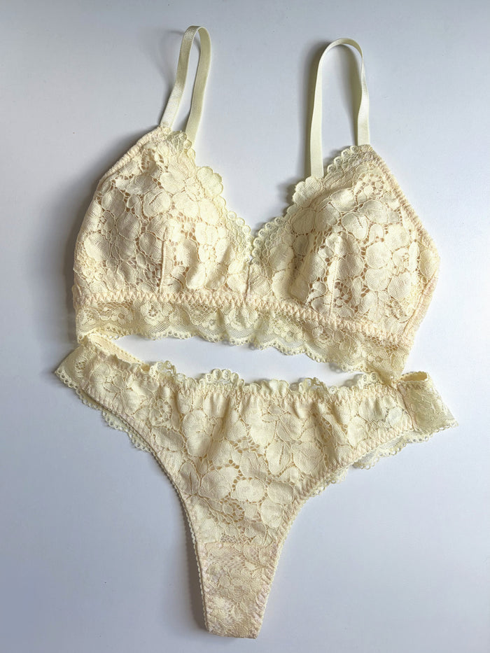 Peony Triangle Bralette | Light Yellow