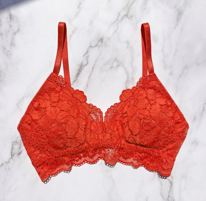 Peony Triangle Bralette | Orange