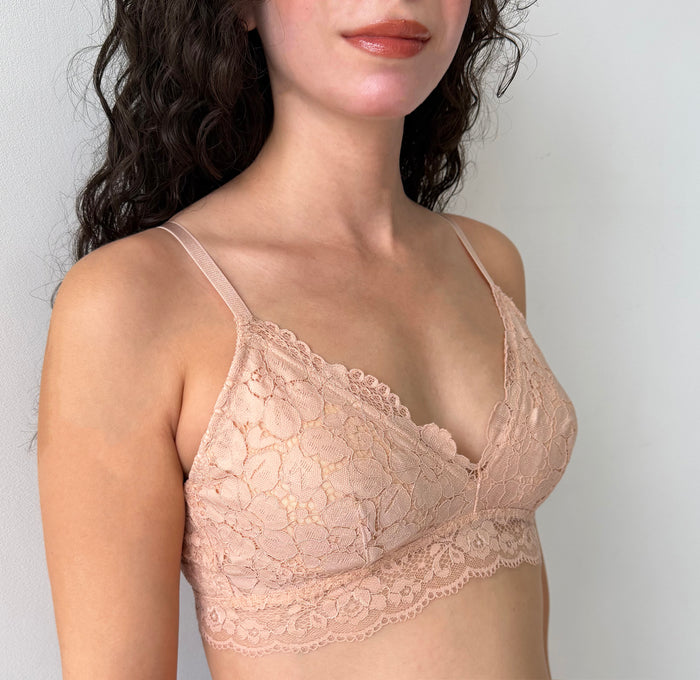Peony Triangle Bralette | Pink Beige