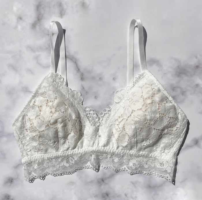 Peony Triangle Bralette | White