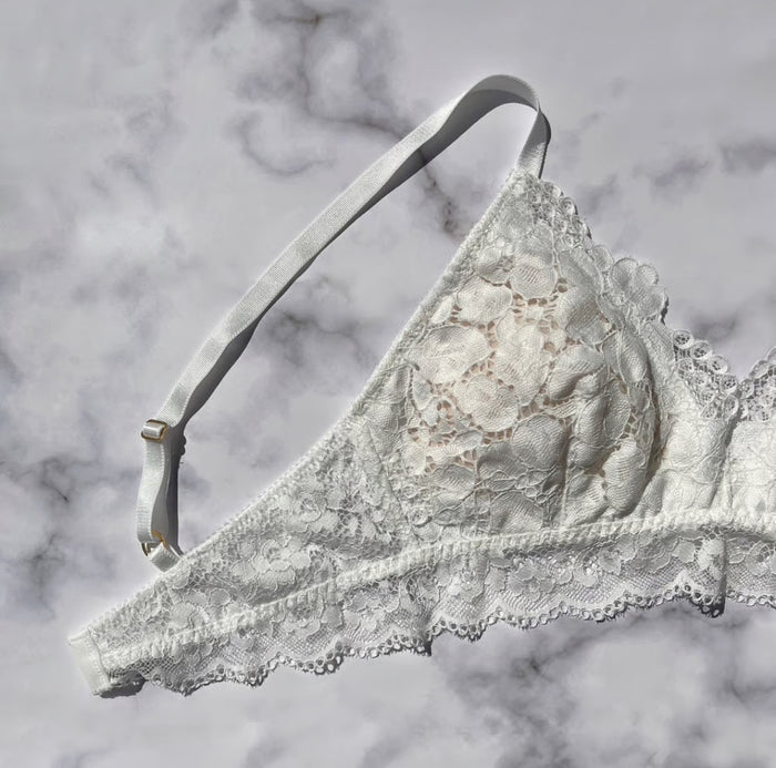 Peony Triangle Bralette | White