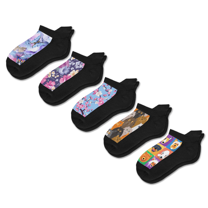 Viasox Pet Garden Ankle Socks Bundle 5-Pack front view