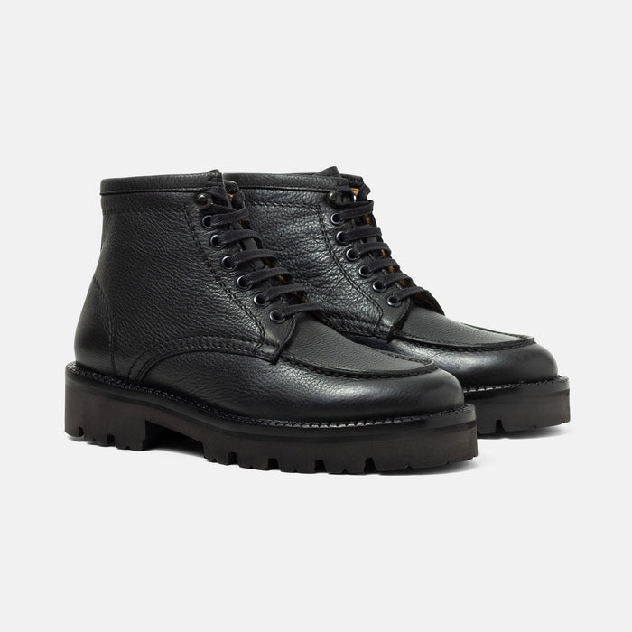 PETATERA bota mujer negro vista trasera piel suave grano natural