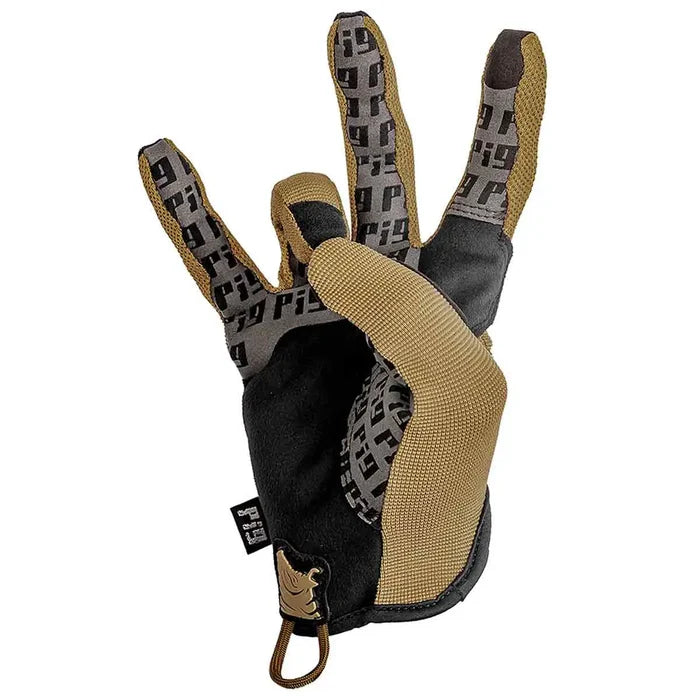PIG FDT Delta Utility Glove in Coyote Brown, showing the interior grip pattern for improved handling and control during tactical operations.  from  John Bull Clothing