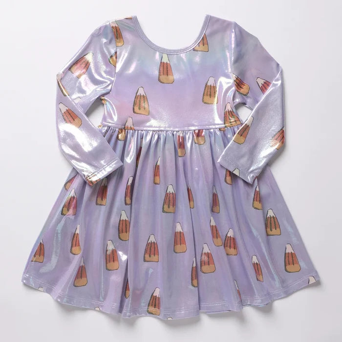 Pink Chicken - Girls Lame Steph Dress - Lavender Candy Corn