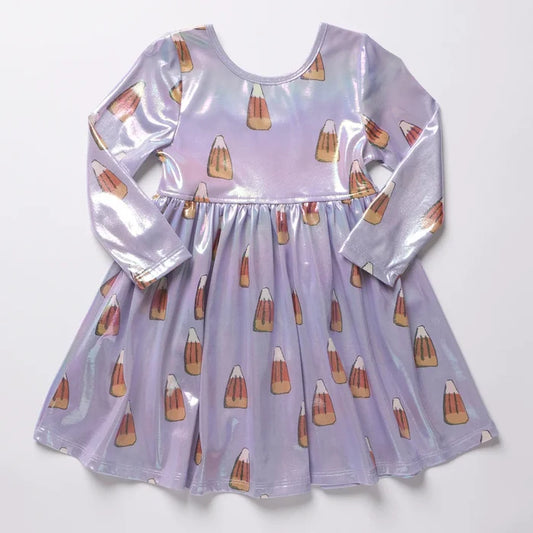 Pink Chicken - Girls Lame Steph Dress - Lavender Candy Corn