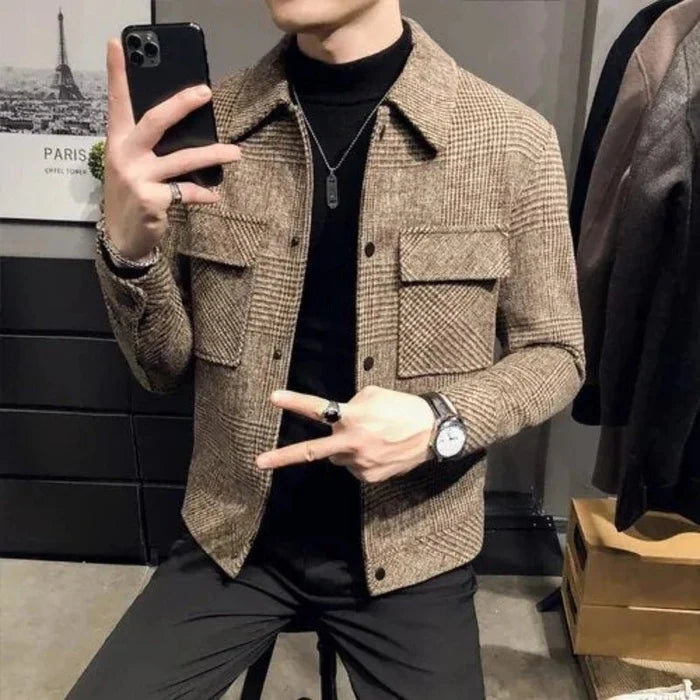 Plaid classic jacket - AntoniosClothing - Khaki