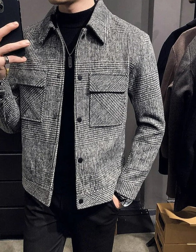 Plaid classic jacket - AntoniosClothing - Khaki