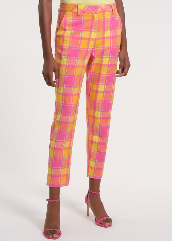 Plaid Slim Leg Trousers