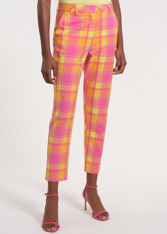 Plaid Slim Leg Trousers